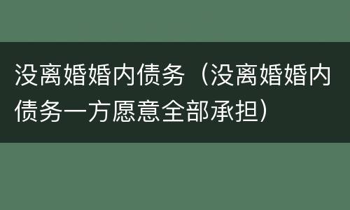 没离婚婚内债务（没离婚婚内债务一方愿意全部承担）