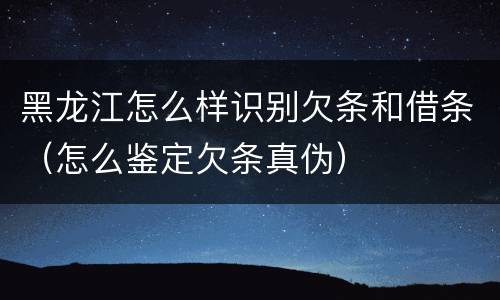黑龙江怎么样识别欠条和借条（怎么鉴定欠条真伪）