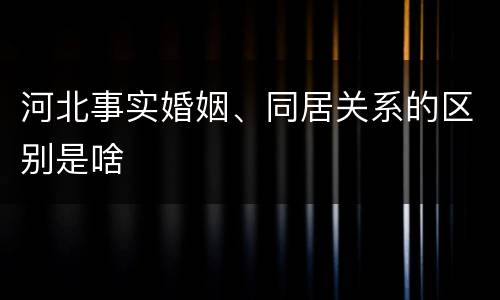 河北事实婚姻、同居关系的区别是啥