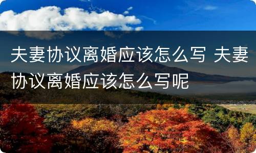 夫妻协议离婚应该怎么写 夫妻协议离婚应该怎么写呢