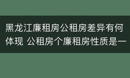 黑龙江廉租房公租房差异有何体现 公租房个廉租房性质是一样的吗