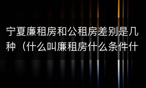 宁夏廉租房和公租房差别是几种（什么叫廉租房什么条件什么叫公租房）