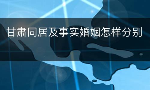甘肃同居及事实婚姻怎样分别