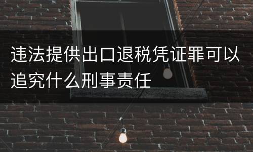 违法提供出口退税凭证罪可以追究什么刑事责任