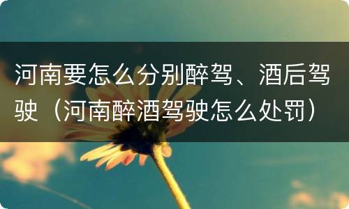 河南要怎么分别醉驾、酒后驾驶（河南醉酒驾驶怎么处罚）