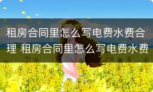 租房合同里怎么写电费水费合理 租房合同里怎么写电费水费合理一些