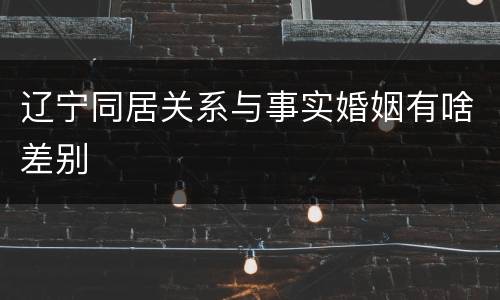辽宁同居关系与事实婚姻有啥差别