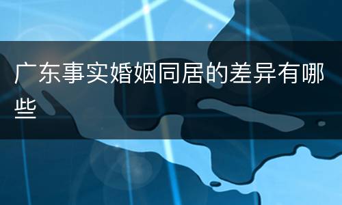 广东事实婚姻同居的差异有哪些