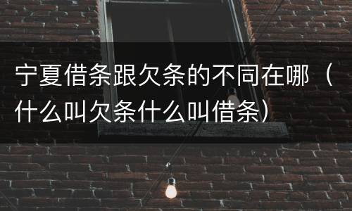宁夏借条跟欠条的不同在哪（什么叫欠条什么叫借条）