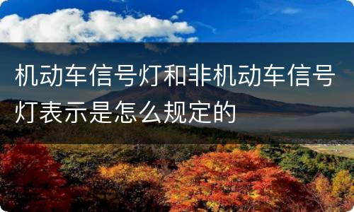 机动车信号灯和非机动车信号灯表示是怎么规定的