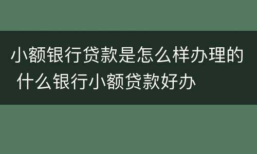小额银行贷款是怎么样办理的 什么银行小额贷款好办