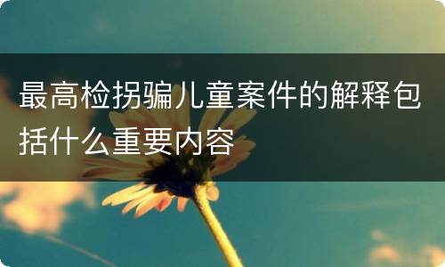 最高检拐骗儿童案件的解释包括什么重要内容