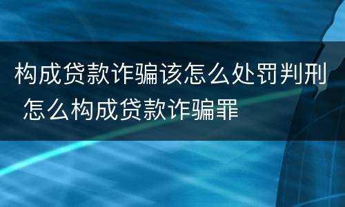 构成贷款诈骗该怎么处罚判刑 怎么构成贷款诈骗罪
