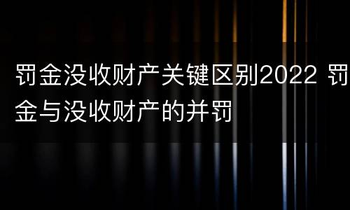 罚金没收财产关键区别2022 罚金与没收财产的并罚