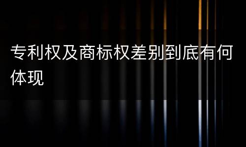 专利权及商标权差别到底有何体现