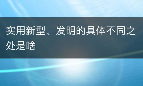 实用新型、发明的具体不同之处是啥