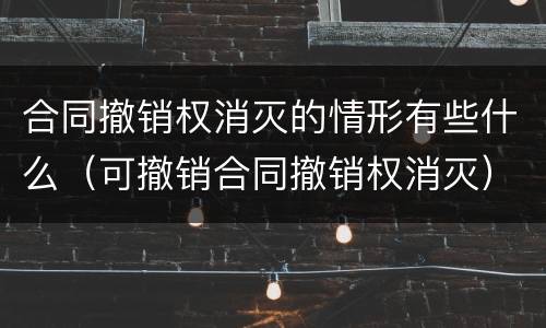 合同撤销权消灭的情形有些什么（可撤销合同撤销权消灭）
