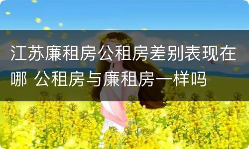 江苏廉租房公租房差别表现在哪 公租房与廉租房一样吗