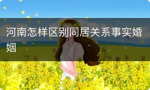 河南怎样区别同居关系事实婚姻