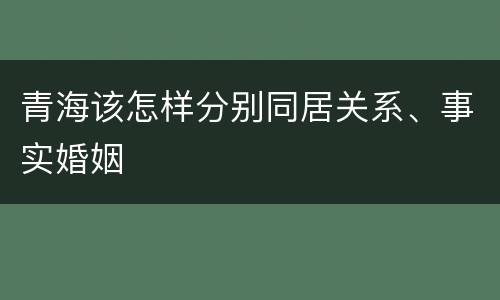 青海该怎样分别同居关系、事实婚姻