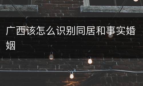 广西该怎么识别同居和事实婚姻