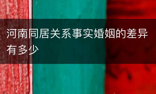 河南同居关系事实婚姻的差异有多少