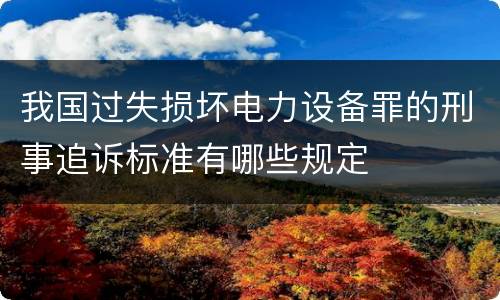 我国过失损坏电力设备罪的刑事追诉标准有哪些规定