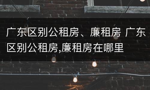 广东区别公租房、廉租房 广东区别公租房,廉租房在哪里