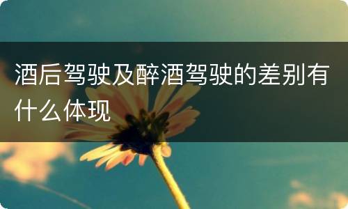 酒后驾驶及醉酒驾驶的差别有什么体现