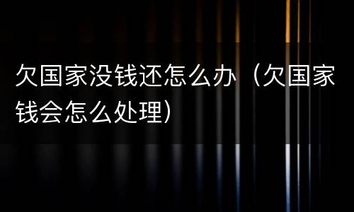 欠国家没钱还怎么办（欠国家钱会怎么处理）