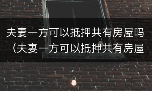 夫妻一方可以抵押共有房屋吗（夫妻一方可以抵押共有房屋吗怎么办）