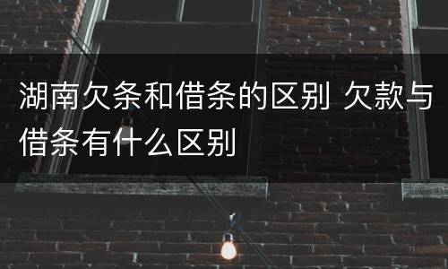 湖南欠条和借条的区别 欠款与借条有什么区别