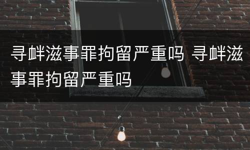 寻衅滋事罪拘留严重吗 寻衅滋事罪拘留严重吗