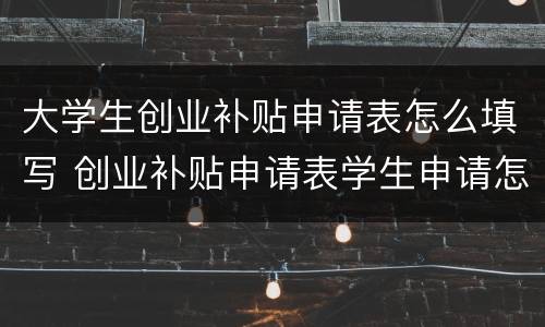 大学生创业补贴申请表怎么填写 创业补贴申请表学生申请怎么写