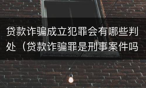 贷款诈骗成立犯罪会有哪些判处（贷款诈骗罪是刑事案件吗）