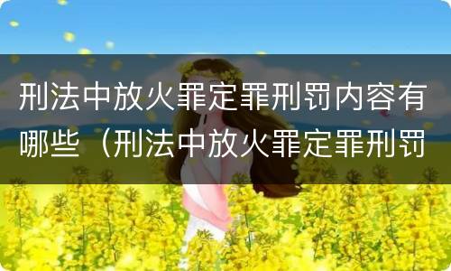 刑法中放火罪定罪刑罚内容有哪些（刑法中放火罪定罪刑罚内容有哪些呢）