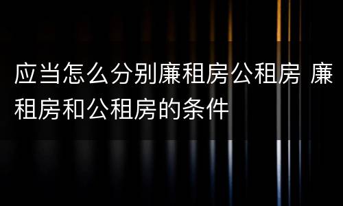 应当怎么分别廉租房公租房 廉租房和公租房的条件
