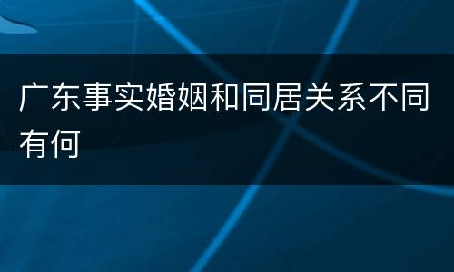 广东事实婚姻和同居关系不同有何