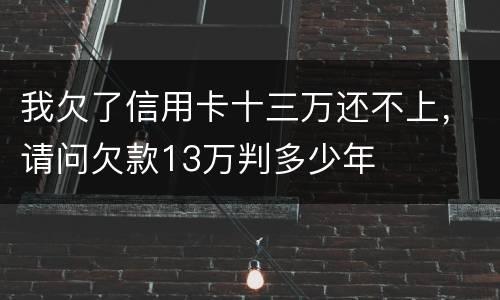 我欠了信用卡十三万还不上，请问欠款13万判多少年