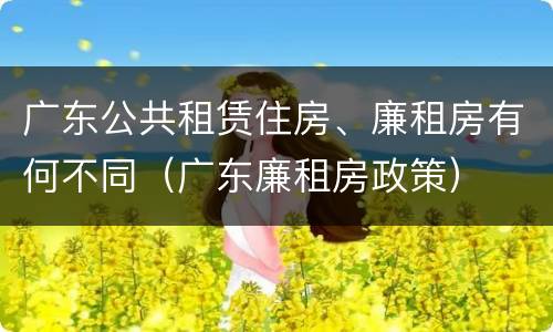 广东公共租赁住房、廉租房有何不同（广东廉租房政策）