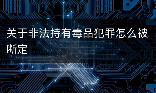 关于非法持有毒品犯罪怎么被断定