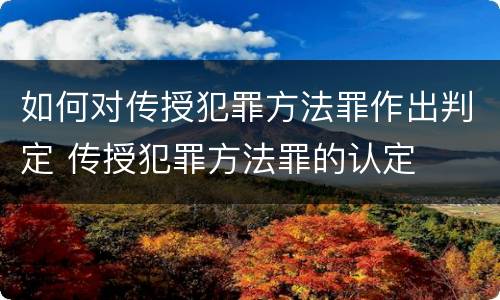 如何对传授犯罪方法罪作出判定 传授犯罪方法罪的认定