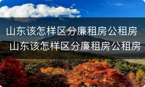 山东该怎样区分廉租房公租房 山东该怎样区分廉租房公租房和商品房