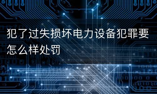 犯了过失损坏电力设备犯罪要怎么样处罚