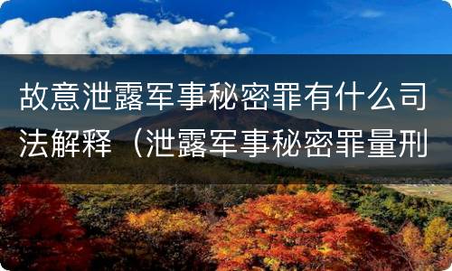 故意泄露军事秘密罪有什么司法解释（泄露军事秘密罪量刑）
