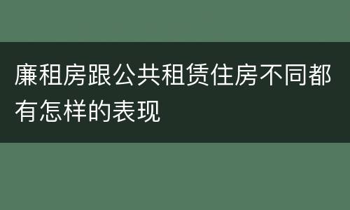 廉租房跟公共租赁住房不同都有怎样的表现