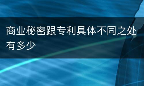 商业秘密跟专利具体不同之处有多少
