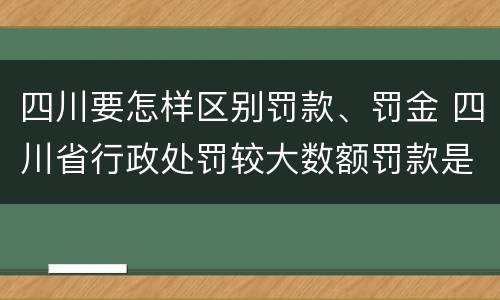 四川要怎样区别罚款、罚金 四川省行政处罚较大数额罚款是多少