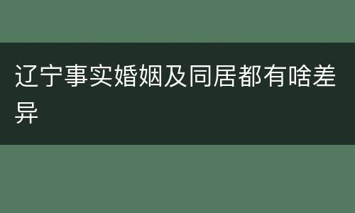 辽宁事实婚姻及同居都有啥差异