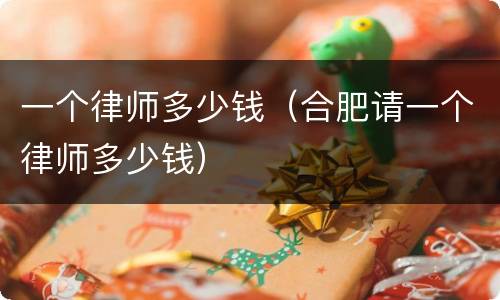 一个律师多少钱（合肥请一个律师多少钱）